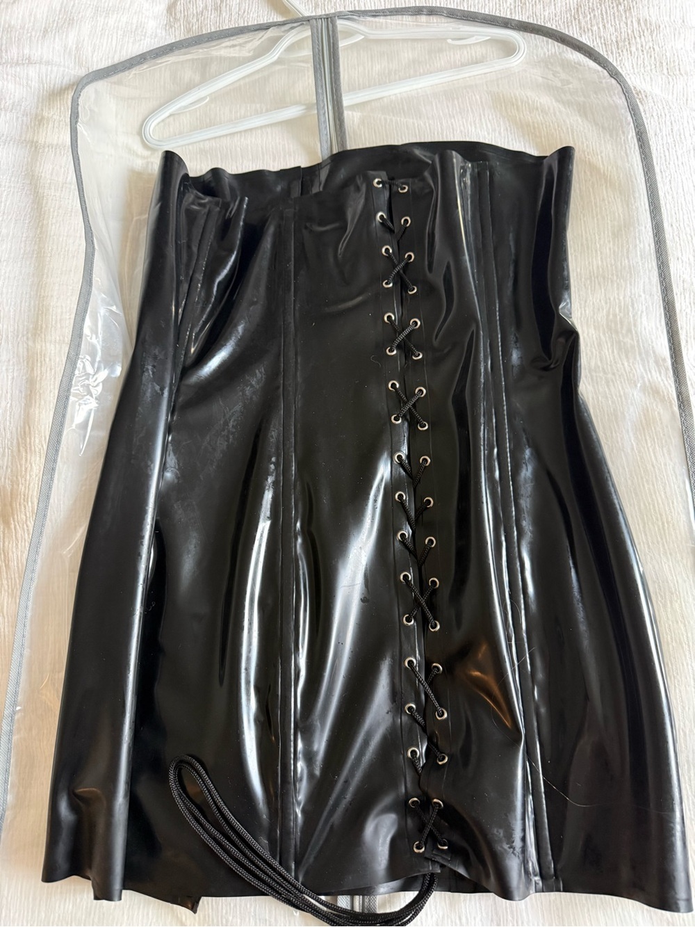 Black latex Lace-Up corset dress - Picture 4 of 4